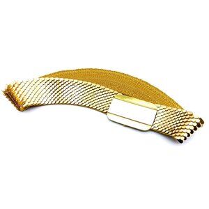 Vintage Elastic Belt with Overlapping Gold Tone Scales, Glamrock 80s 90s